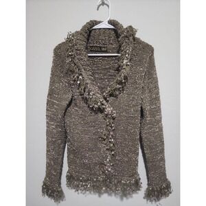 VTG Gizel Fringed Sweater In Green Size M/L